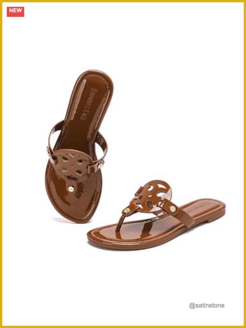 Faux Patent Leather Thong Sandals Comfy Slip On Flip Flops